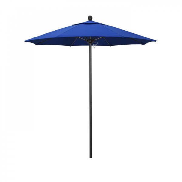 California Umbrella 7.5' Black Aluminum Market Patio Umbrella, Olefin Royal Blue 194061334676 - main